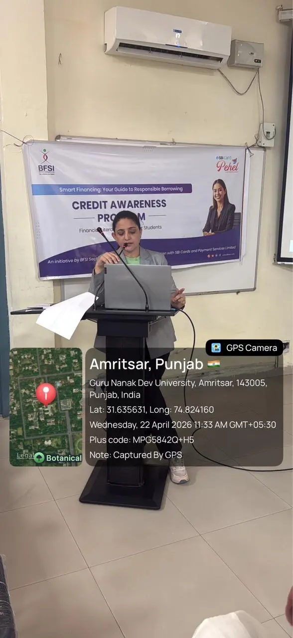 OneSkill Education | BFSI Sector Skill Council of India held a financial education workshop at Guru Nanak Dev University, Amritsar, Punjab on April 22nd, 2026.